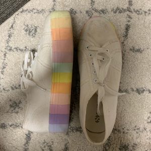 Anthropologie x Superga rainbow platform shoes
